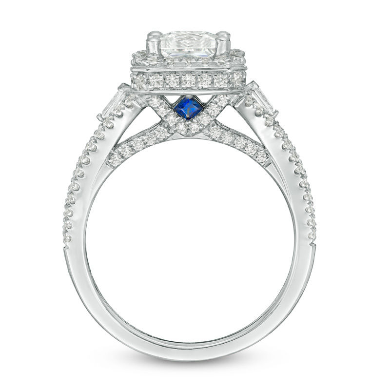 Main Image 3 of Vera Wang Love Collection 1-3/4 CT. T.W. Certified Princess-Cut Diamond Frame Engagement Ring in 14K White Gold (I/SI2)