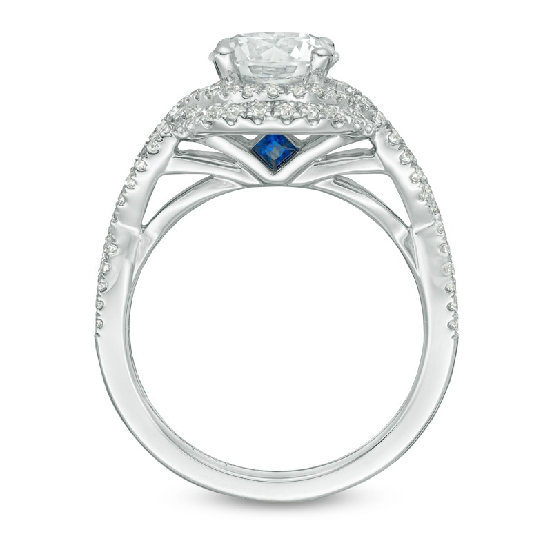 Main Image 3 of Vera Wang Love Collection 2 CT. T.W. Certified Diamond Frame Twist Engagement Ring in 14K White Gold (I/SI2)