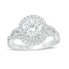 Thumbnail Image 0 of Vera Wang Love Collection 2 CT. T.W. Certified Diamond Frame Twist Engagement Ring in Platinum (I/SI2)