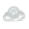 Thumbnail Image 1 of Vera Wang Love Collection 2 CT. T.W. Certified Diamond Frame Twist Engagement Ring in Platinum (I/SI2)