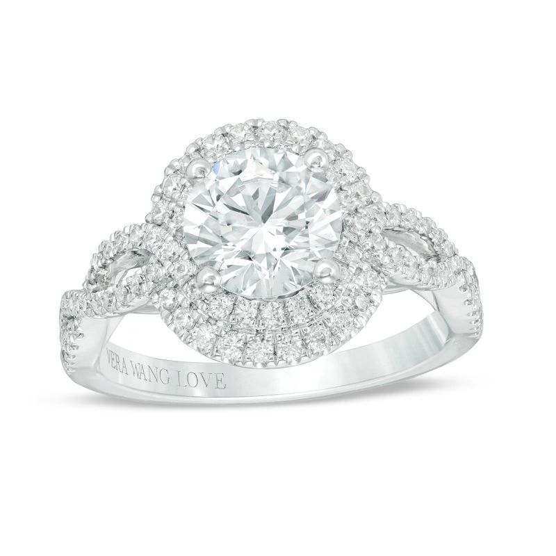 Vera Wang Love Collection 2 CT. T.W. Certified Diamond Frame Twist Engagement Ring in Platinum (I/SI2)