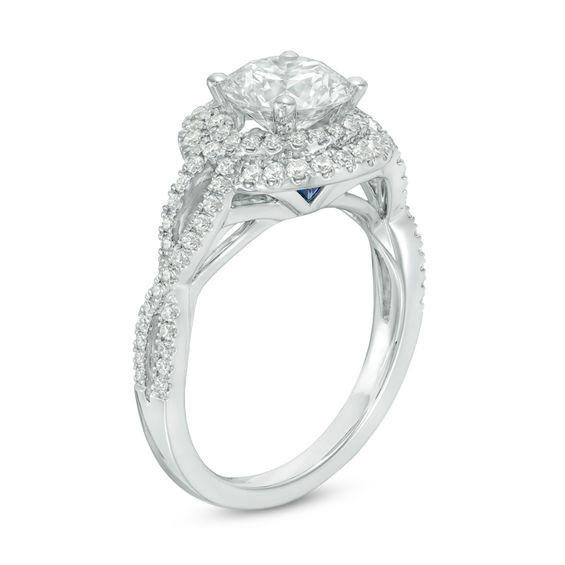 Vera Wang Love Collection 2 CT. T.w. Certified Diamond Frame Twist Engagement Ring Platinum (I/Si2)