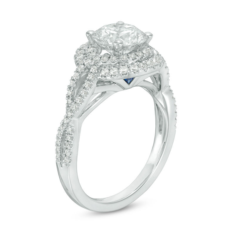 Vera Wang Love Collection 2 CT. T.W. Certified Diamond Frame Twist Engagement Ring in Platinum (I/SI2)
