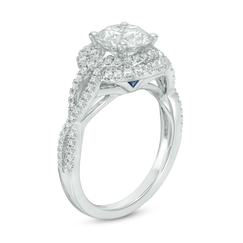 Main Image 2 of Vera Wang Love Collection 2 CT. T.W. Certified Diamond Frame Twist Engagement Ring in Platinum (I/SI2)