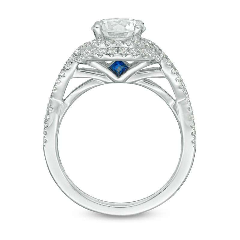 Main Image 3 of Vera Wang Love Collection 2 CT. T.W. Certified Diamond Frame Twist Engagement Ring in Platinum (I/SI2)