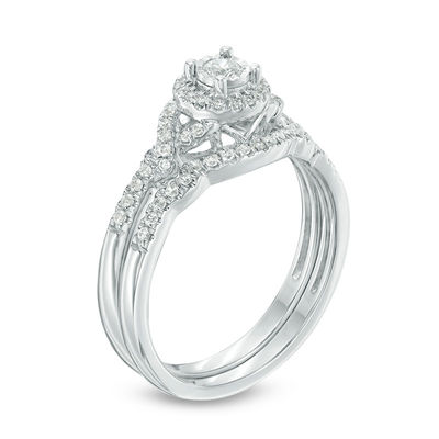 Genuine 0.33ct Round Diamond Ladies Twisted Solitaire Engagement Ring 10K Gold 
