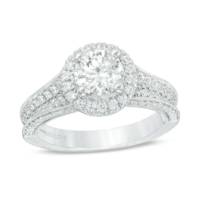 Main Image 1 of Vera Wang Love Collection 1-3/4 CT. T.W. Certified Diamond Frame Engagement Ring in 14K White Gold (I/SI2)