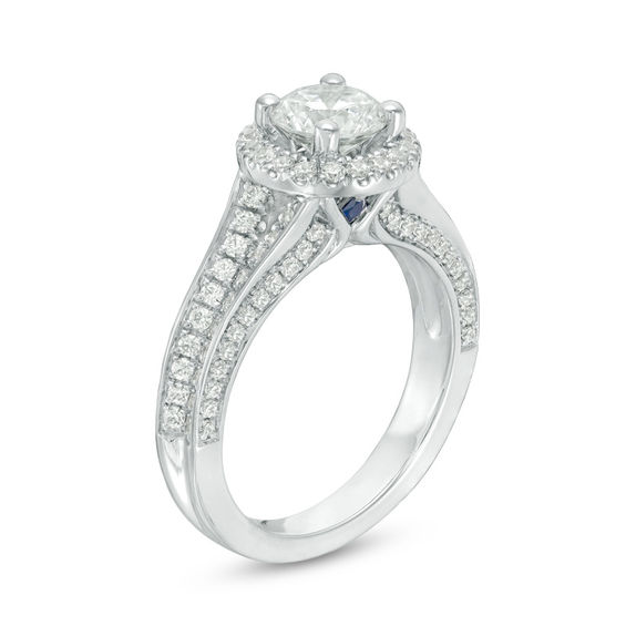 Vera Wang Love Collection 1-3/4 CT. T.w. Certified Diamond Frame Engagement Ring 14K White Gold (I/Si2)