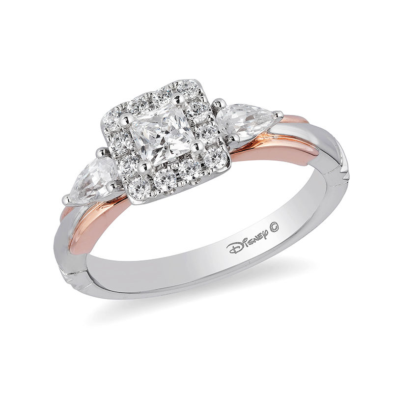 Enchanted Disney Snow White 1 CT. T.W. Princess-Cut Frame Engagement Ring in 14K Two-Tone Gold