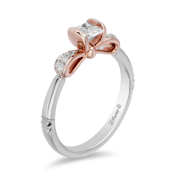 Enchanted Disney Snow White 1/2 CT. T.w. Princess-Cut Diamond Bow Engagement Ring in 14K Two-Tone Gold