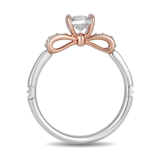 Zales Enchanted Disney Snow White 1 2 CT. T.w. Princess Cut Diamond Bow Engagement Ring in 14K Two Tone Gold Mall of America