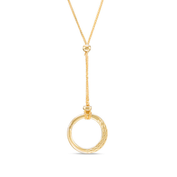 Made in Italy Diamond-Cut Open Circle Drop Necklace in 14K Gold - 17"