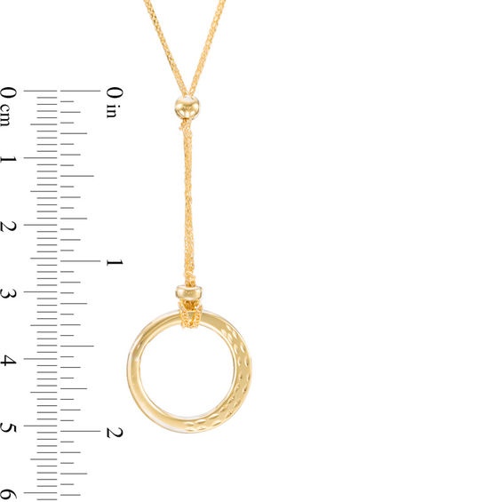 Made in Italy Diamond-Cut Open Circle Drop Necklace in 14K Gold - 17"