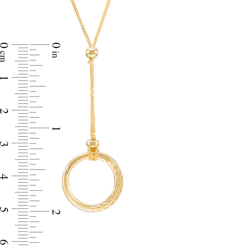 Main Image 2 of Made in Italy Diamond-Cut Open Circle Drop Necklace in 14K Gold - 17"