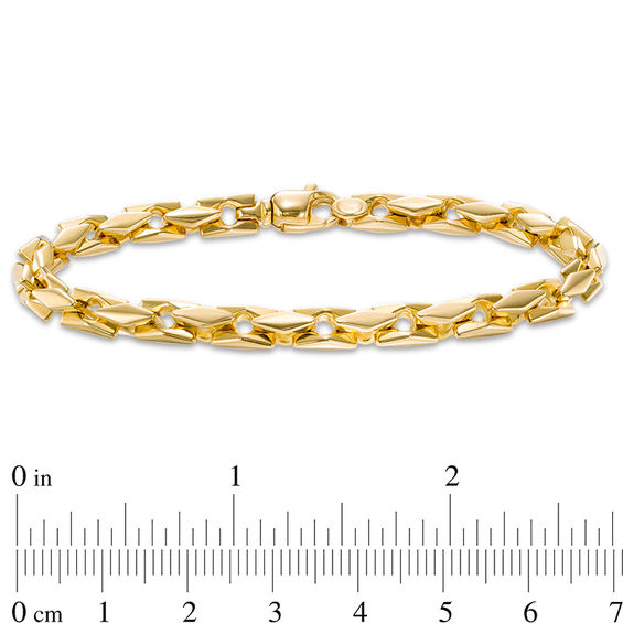 5.0mm Squared Link Chain Bracelet in 10K Gold - 8.25"