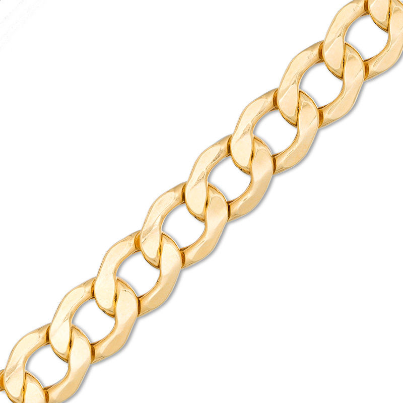 Main Image 1 of Men's 7.0mm Light Curb Chain Bracelet in 10K Gold - 8.5&quot;