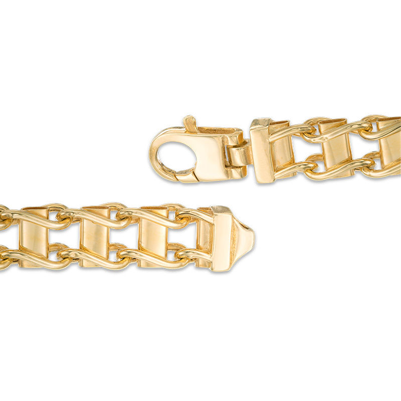 Main Image 2 of Men's Railroad Link Chain Bracelet in 10K Gold - 8.5"