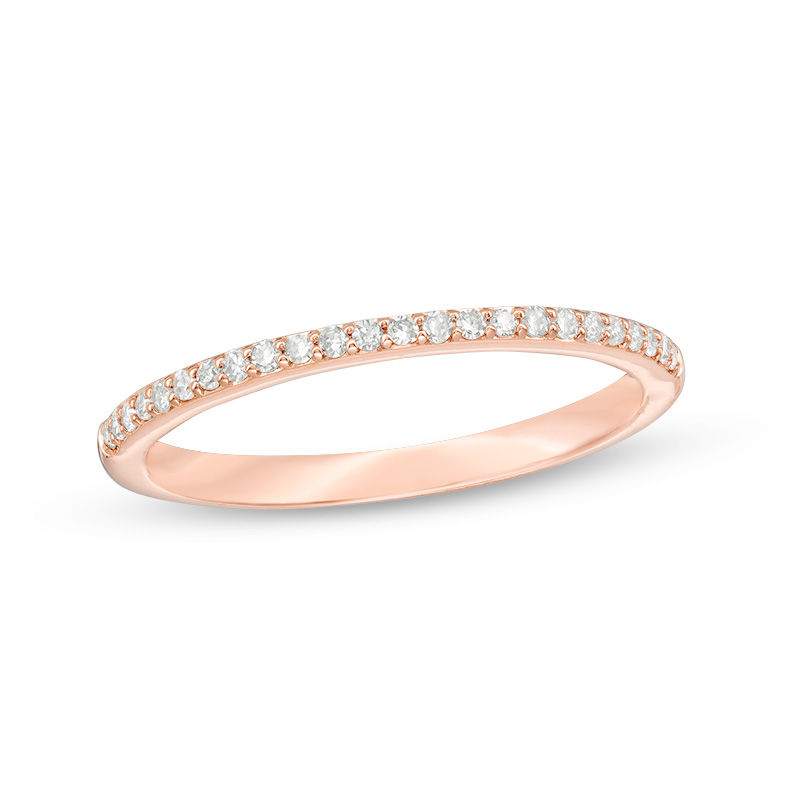 Main Image 1 of 1/10 CT. T.W. Diamond Contour Band in 14K Rose Gold