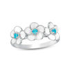 Thumbnail Image 1 of Blue Topaz Three Stone Plumeria with White Enamel Ring in Sterling Silver