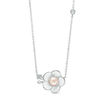 Thumbnail Image 1 of 5.0mm Pink Freshwater Cultured Pearl and Lab-Created White Sapphire Sideways Plumeria Necklace in Sterling Silver
