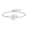 Thumbnail Image 1 of 5.0mm Cultured Freshwater Pink Pearl and White Sapphire Plumeria Bolo Bracelet in Sterling Silver-9.5"