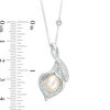 Thumbnail Image 2 of Oval Freshwater Cultured Pearl and Lab-Created White Sapphire Calla Lily Pendant in Sterling Silver-17"