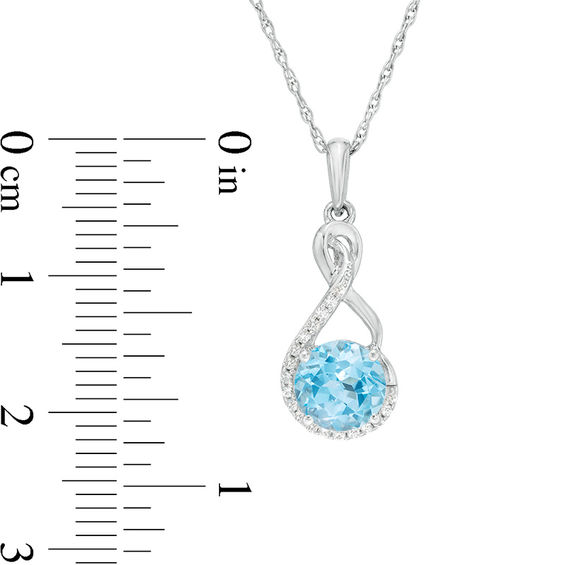 Swiss Blue Topaz and Lab-Created White Sapphire Infinity Pendant, Earrings and Bracelet Set in Sterling Silver - 9.5"