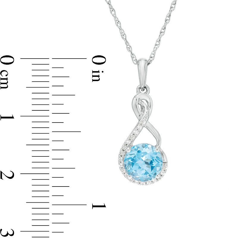 Main Image 2 of Swiss Blue Topaz and Lab-Created White Sapphire Infinity Pendant, Earrings and Bracelet Set in Sterling Silver - 9.5&quot;