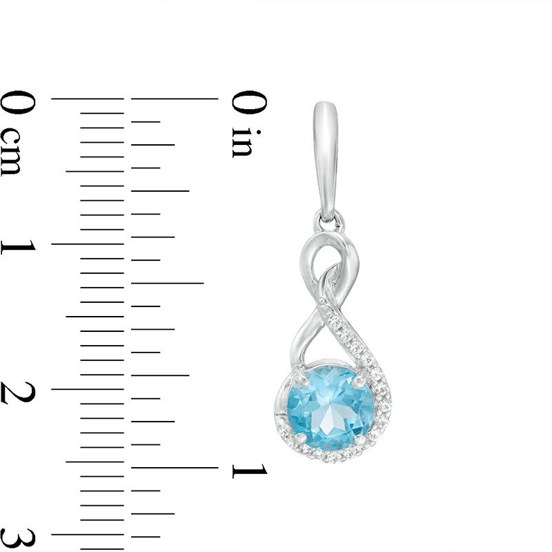 Main Image 3 of Swiss Blue Topaz and Lab-Created White Sapphire Infinity Pendant, Earrings and Bracelet Set in Sterling Silver - 9.5&quot;