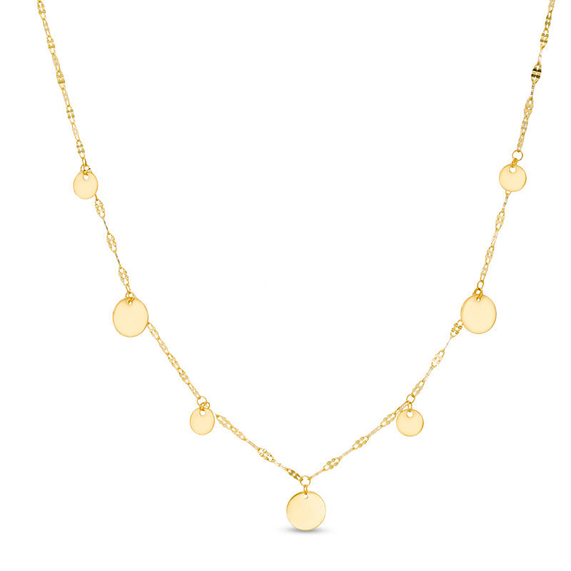 Main Image 1 of Disc Station Choker Necklace in 10K Gold - 16"