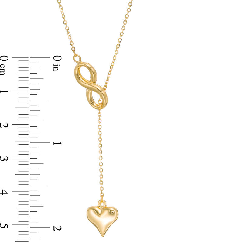 Main Image 3 of Puffed Heart and Infinity Lariat-Style Necklace in 10K Gold