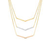Thumbnail Image 1 of Triple Chain Chevron Necklace in 10K Tri-Tone Gold - 17"