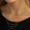 Thumbnail Image 2 of Triple Chain Chevron Necklace in 10K Tri-Tone Gold - 17"