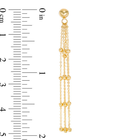 Bead Station Multi-Strand Chain Drop Earrings in 10K Gold