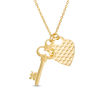 Thumbnail Image 1 of Textured Heart and Polished Key Charm Pendant in 10K Gold