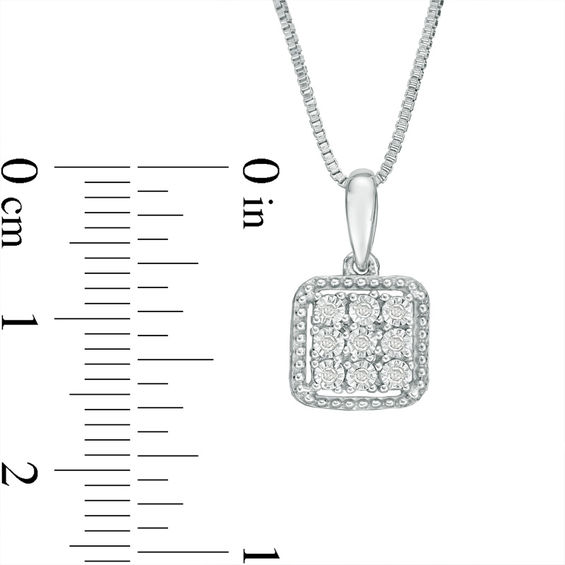 1/8 CT. T.w. Composite Diamond Square Pendant and Stud Earrings Set in Sterling Silver
