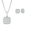 Thumbnail Image 1 of 1/8 CT. T.W. Composite Diamond Square Pendant and Stud Earrings Set in Sterling Silver