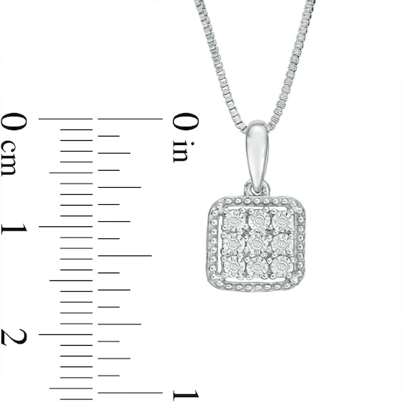 1/8 CT. T.w. Composite Diamond Square Pendant and Stud Earrings Set in Sterling Silver