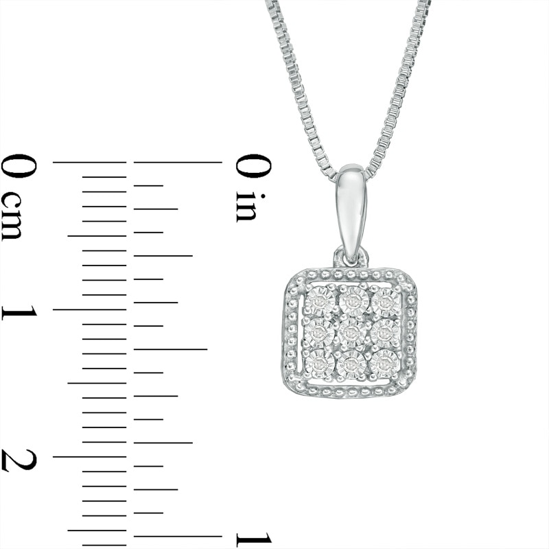Main Image 2 of 1/8 CT. T.W. Composite Diamond Square Pendant and Stud Earrings Set in Sterling Silver