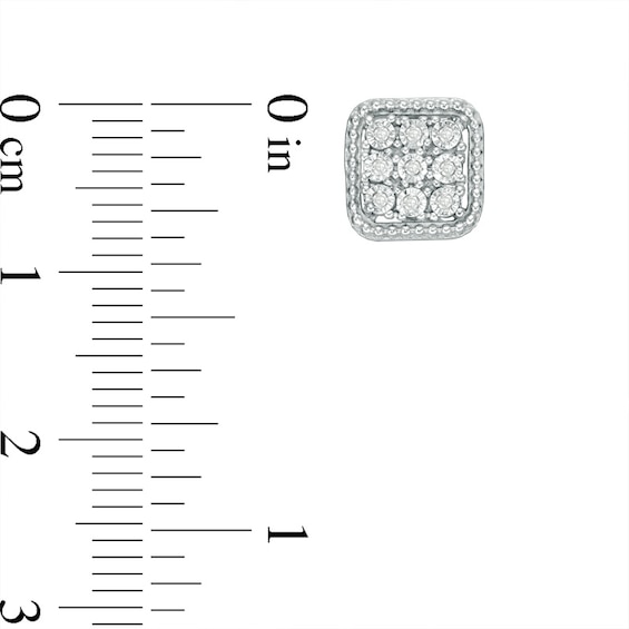 1/8 CT. T.w. Composite Diamond Square Pendant and Stud Earrings Set in Sterling Silver