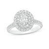 Thumbnail Image 1 of 1 CT. T.W. Oval Diamond Double Frame Engagement Ring in 14K White Gold