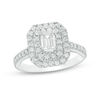 Thumbnail Image 1 of 1 CT. T.W. Emerald-Cut Diamond Double Frame Engagement Ring in 14K White Gold