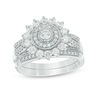 Thumbnail Image 0 of 1 CT. T.W. Diamond Double Frame Vintage-Style Bridal Set in 14K White Gold