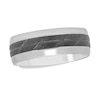 Thumbnail Image 0 of Men's 8.0mm Diamond-Cut Slant Groove Center Wedding Band in Sterling Silver and Black Rhodium