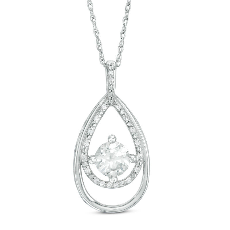 Main Image 1 of 6.0mm Lab-Created White Sapphire Teardrop Pendant in Sterling Silver