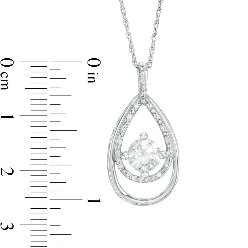 Main Image 2 of 6.0mm Lab-Created White Sapphire Teardrop Pendant in Sterling Silver