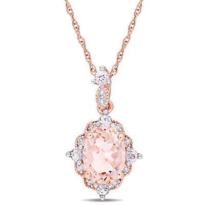 Oval Morganite, White Sapphire and 