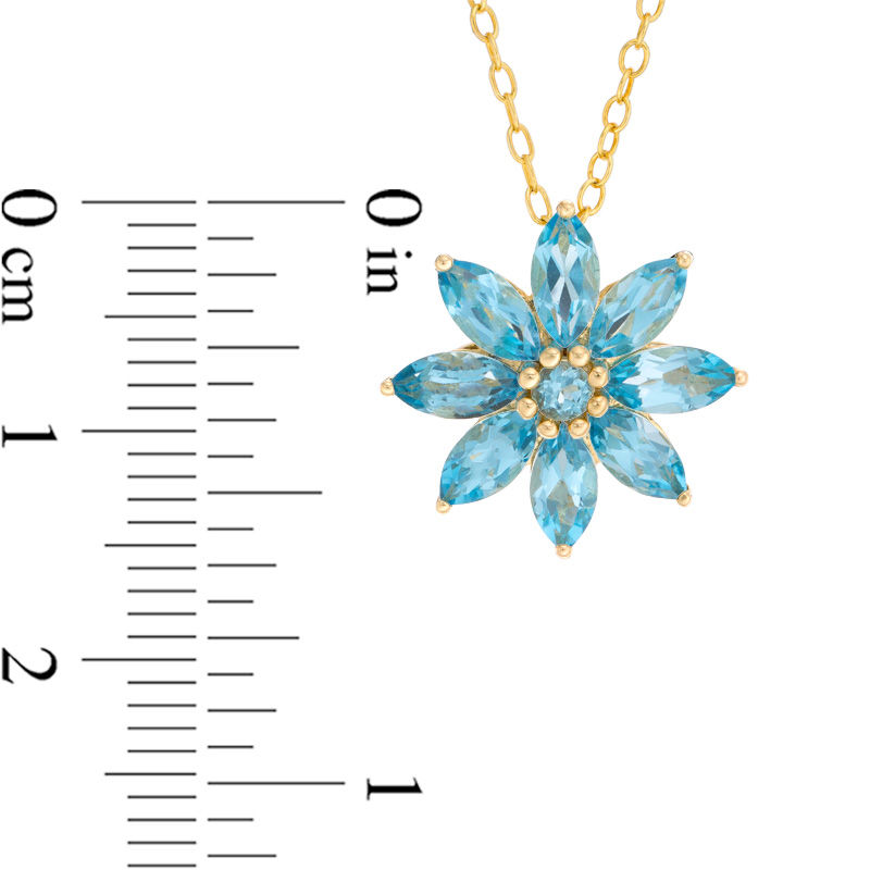 Main Image 2 of Blue Topaz Daisy Pendant in 10K Gold