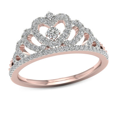1/5 cttw, J-K, SI2-I1 Size-3 KATARINA Diamond Heart Crown Ring in 10k Two Tone Gold 