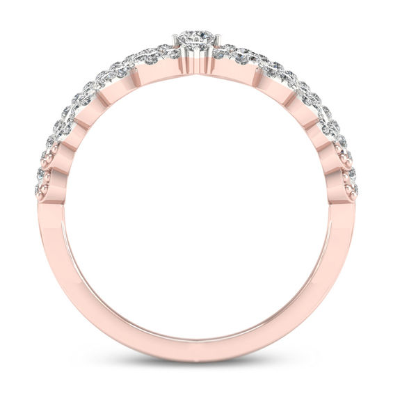 1/3 CT. T.w. Diamond Heart Crown Ring in 10K Rose Gold